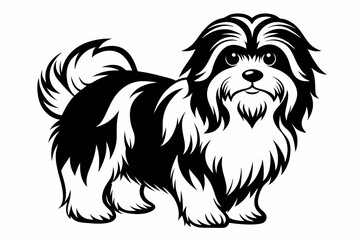 shih tzu line art silhouette vector illustration