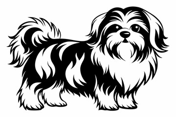 shih tzu line art silhouette vector illustration