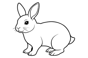 single baby rabbit line art silhouette vector illustration