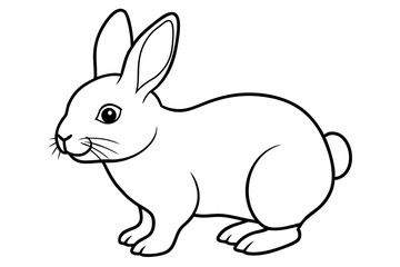 single baby rabbit line art silhouette vector illustration