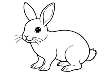 single baby rabbit line art silhouette vector illustration