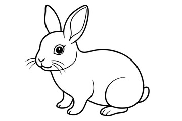 single baby rabbit line art silhouette vector illustration