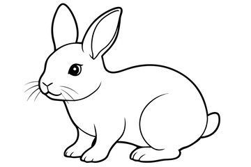 single baby rabbit line art silhouette vector illustration