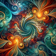 Abstract Psychedelic Art with Swirling Patterns and Vibrant Colors