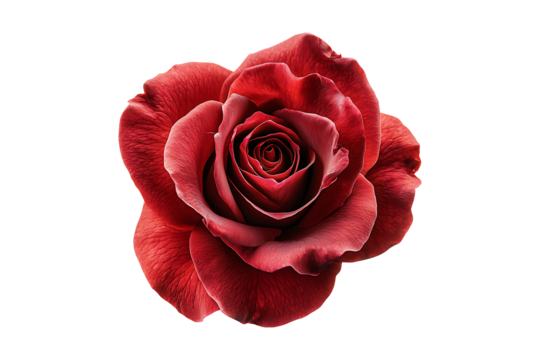 Red hybrid rose blooming Isolated on White and Transparent Background PNG Image.