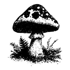 forest mushroom vintage illustration