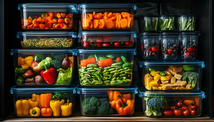 Photo of various glass containers filled with various vegetables