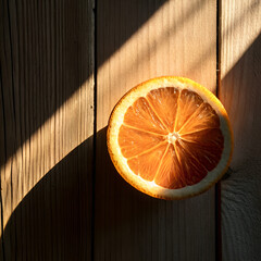 orange on a wooden table