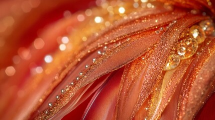 Glittering Orange Fabric with Embellishments