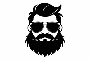  a beard with sun glass a mustache line art silhouette vector illustration