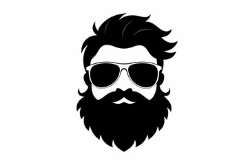  a beard with sun glass a mustache line art silhouette vector illustration