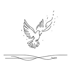 minimal peace dove with decorative swirl