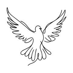 vector flying dove minimalist line art