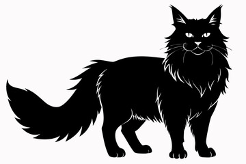 Obraz premium a maine coon cat is a very large breed line art silhouette vector illustration