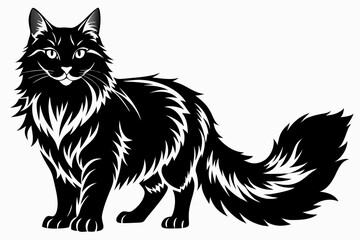  a maine coon cat is a very large breed line art silhouette vector illustration