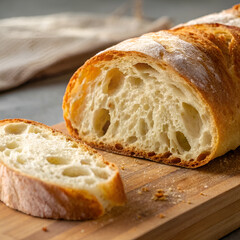 sliced bread on wooden board