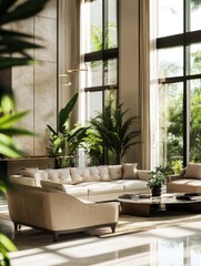 Obraz premium Modern Living Room with Windows