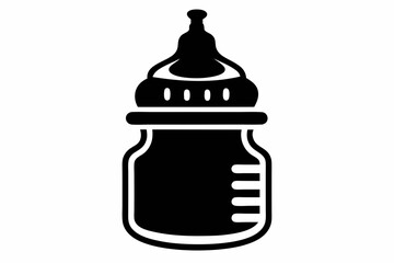 baby bottle line art silhouette vector illustration