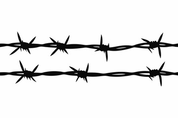 barbed wire line art silhouette vector illustration