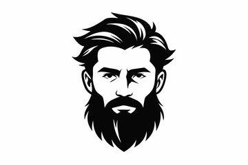 beard man logo line art silhouette vector illustration