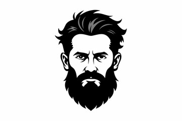 beard man logo line art silhouette vector illustration