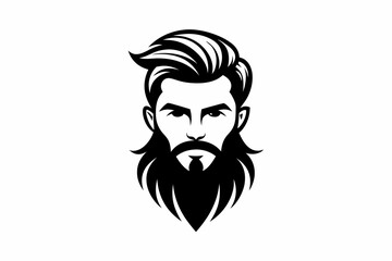 Obraz premium beard man logo line art silhouette vector illustration