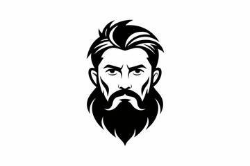 beard man logo line art silhouette vector illustration