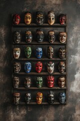 Fototapeta premium Colorful Masks on Shelf