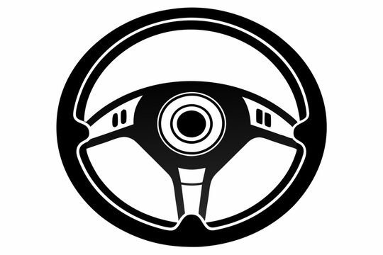 recommend clip art: car steering wheel line art silhouette vector illustration