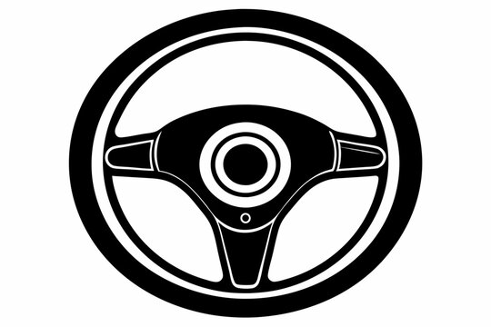 recommend clip art: car steering wheel line art silhouette vector illustration