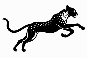 cheetah jumping line art silhouette vector illustration