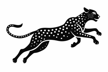 cheetah jumping line art silhouette vector illustration