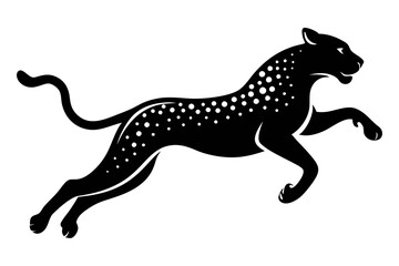 cheetah jumping line art silhouette vector illustration