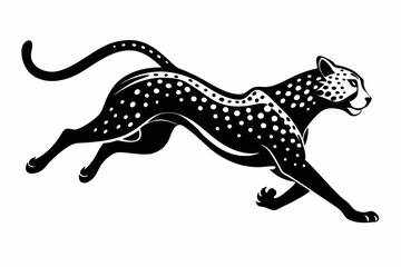 cheetah jumping line art silhouette vector illustration