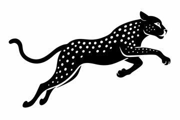 cheetah jumping line art silhouette vector illustration