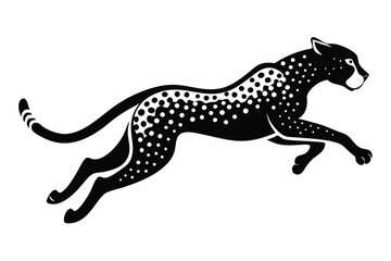 cheetah jumping line art silhouette vector illustration