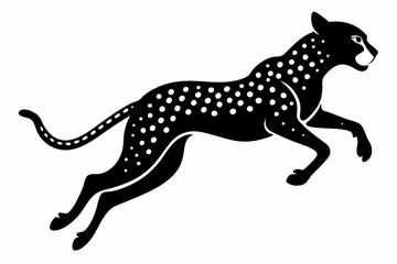 cheetah jumping line art silhouette vector illustration