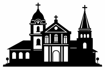 church of the holy cross line art silhouette vector illustration