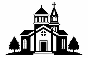 Fototapeta premium church of the holy cross line art silhouette vector illustration