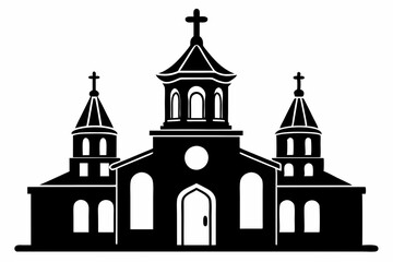 church of the holy cross line art silhouette vector illustration