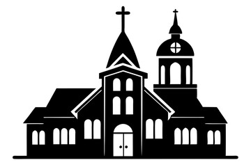 church of the holy cross line art silhouette vector illustration