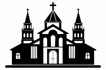 church of the holy cross line art silhouette vector illustration