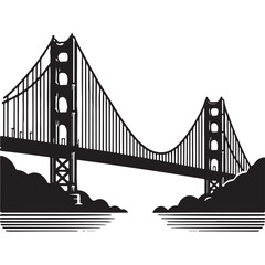 Golden Gate Bridge Vector Illustration San Francisco Landmark Travel Symbol