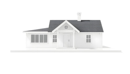 Simple modern white house model, isolated on a transparent background , with white tonespng
