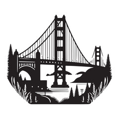 Majestic Golden Gate Bridge San Francisco Landmark Travel Destination Silhouette