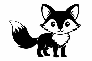 cute fox line art silhouette vector illustration