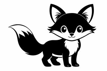 cute fox line art silhouette vector illustration