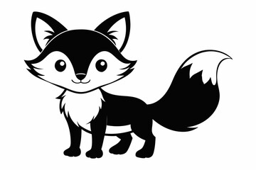 cute fox line art silhouette vector illustration