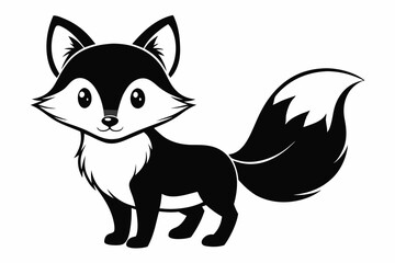cute fox line art silhouette vector illustration