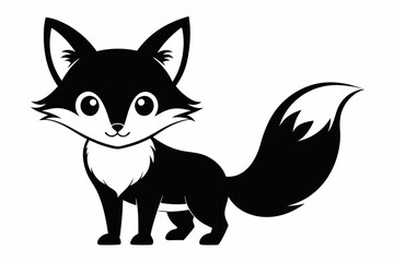 cute fox line art silhouette vector illustration